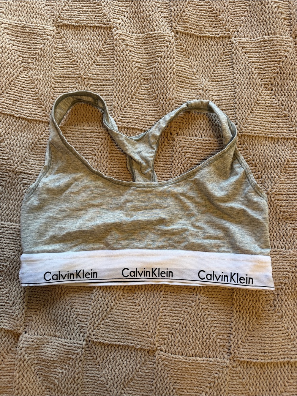 Calvin Klein Olive Bralette with White Logo Band